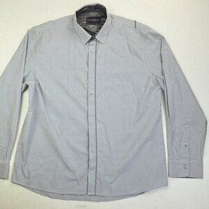 Scott Weiland The Collection Size 3XL Mens Gray White Check Hidden Buttons Shirt
